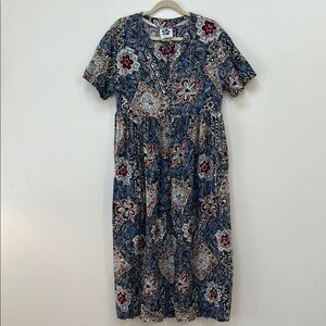 Hilo Hattie Made In Hawaii Midi Button Front Dress Size Large tropical print‎